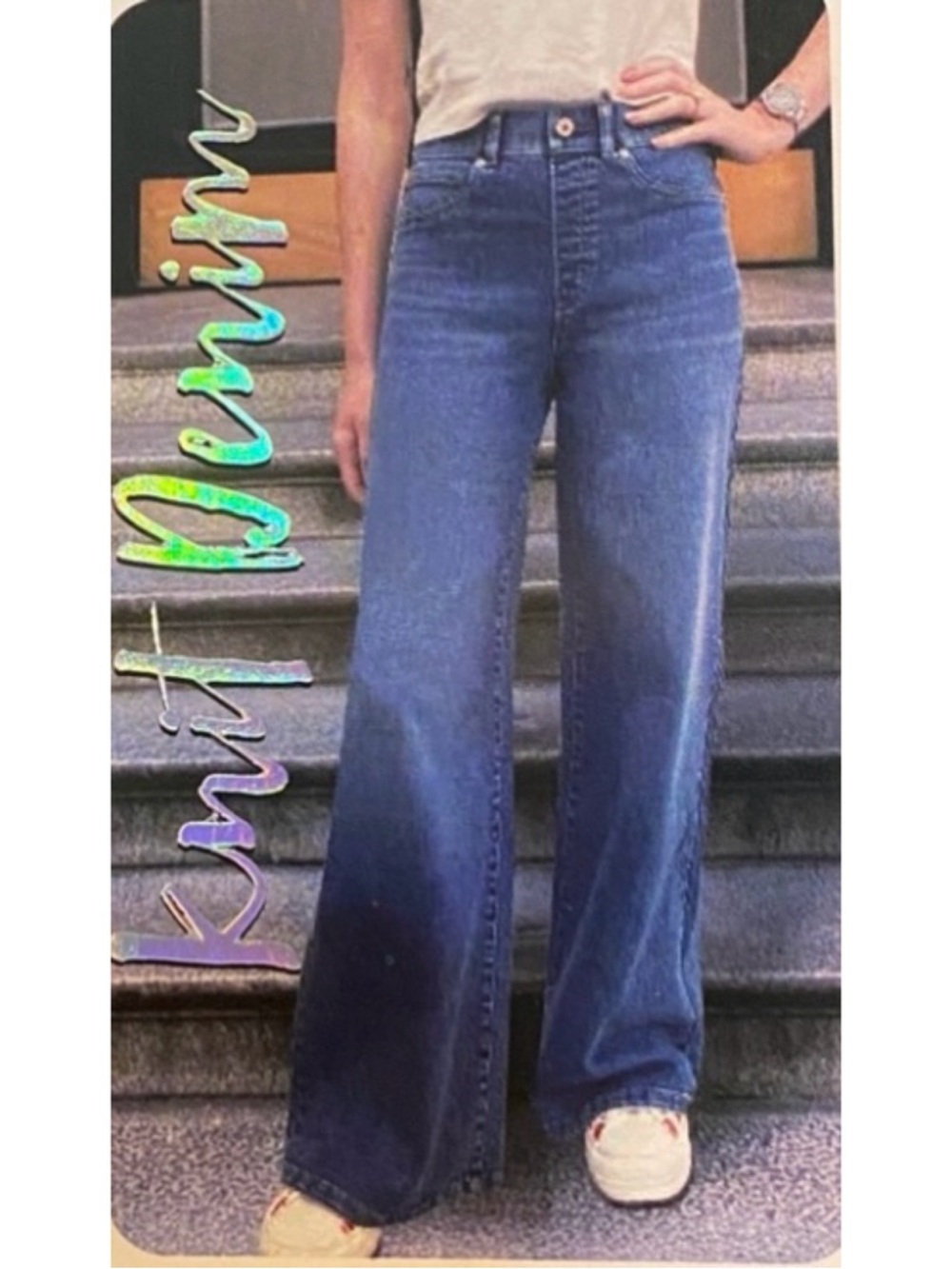 Rewash Jeans Women’s M Blue High Rise Wide Leg A-Line Sweatpant Jeans NWT!